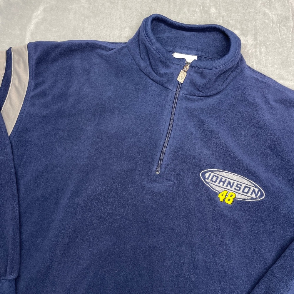 Chase Authentics Jimmie Johnson‎ 48 NASCAR Fleece Quarter Zip Navy Blue Mens XL